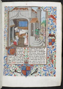 Royal MS 15 D I f.18r Mujeres cuidando a un hombre enfermo, 