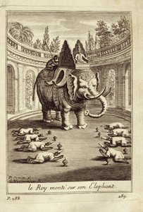 Elefantes reales, de Voyage du Siam des Peres Jesuites por Guy Tachard, 1688 de French School