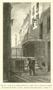 Calle de la Vieille-Lanterne y reja donde se encontró el cadáver de Gérard de Nerval, en 1855, demolida ese mismo año de French School
