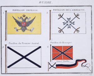 Banderas rusas, de un libro francés de banderas, c.1819 de French School