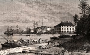 Saigón - Vietnam - Ciudad Ho-Chi-Minh (Ciudad Ho Chi Minh) - grabado en “La France illustrée: geografía, historia, administración estadística” por V.-A. Malt-Brown. 1884 de French School