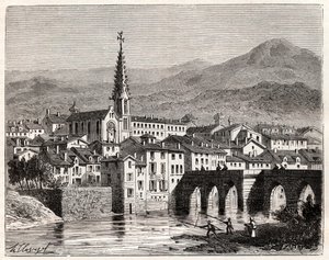 Saint-Antonin-Noble-Val - Languedoc-Roussillon-Midi-Pyrénées - grabado en “France illustrée: géographie, histoire, administración statistique” por V.A. Malt-Brown. 1884