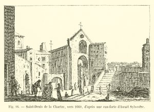 Saint-Denis de la Chartre, hacia 1660, según un aguafuerte de Israel Sylvestre de French School