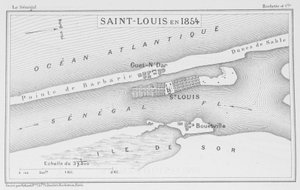 Saint-Louis en 1854, ilustración de "Le Senegal...", por Louis Leon Faidherbe, 1854 de French School