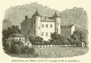 Saint-Point, cerca de Macon, casa de campo de M de Lamartine (grabado) de French School