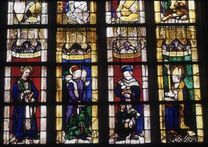 San Maturino, San Yves, San Armel y San Brieuc - vitrales de la Iglesia de San Salvador de Dinan