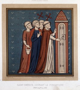 San Patricio (o Patrick), abriendo el purgatorio - Patricio de Irlanda - San Patricio - Apóstol de Irlanda - de French School