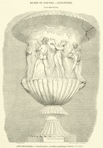 Sala de las Cariátides, Vaso Borghese, en mármol pentélico, altura, 1m, 717 (grabado) de French School