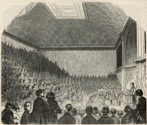 Sala de clases en el Colegio de Francia en París en el siglo XIX - Grabado en “Tableau-de-Paris” de Edmond Texier 1852