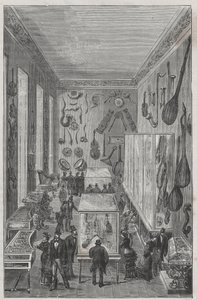 Sala del museo del conservatorio nacional de música de París - Grabado en “Ciencias al alcance de todos: física y química populares” por Alexis Clerc - Finales del siglo XIX - Colección privada de French School
