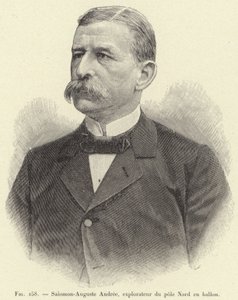 Salomon-Auguste Andree, explorador del polo Norte en globo de French School