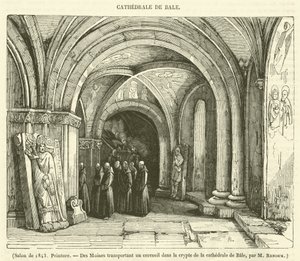 Salón de 1843, Pintura, Des Moines transportant un cercueil dans la crypte de la cathedrale de Bale (grabado) de French School