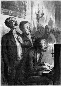 Cantantes de salón. Caricatura de Honoré Daumier. Grabado en "Le Monde Illustré" n°290 del 1 de noviembre de 1862.
