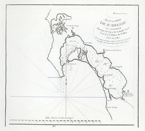 Bahía de San Diego, California, del itinerario de La Perouse de French School