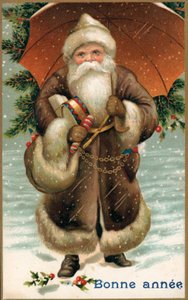 Santa Claus con un paraguas de French School
