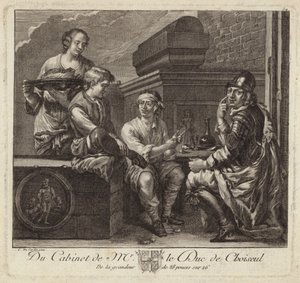 Representación satírica del gabinete del Duque de Choiseul de French School