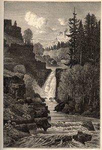 Saut du Doubs (cascada) Franche-Comte - grabado en “PATRIE” - DESCRIPCIÓN PICTURESQUE DE FRANCIA EN 6 VOLÚMENES POR LUCIEN HUARD - finales del siglo XIX de French School