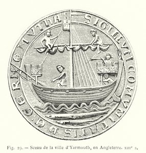 Sello de la ciudad de Yarmouth, en Inglaterra, siglo XIII de French School