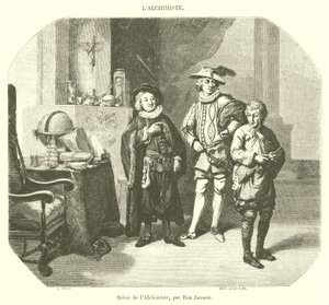 Escena del Alquimista (grabado) de French School