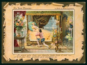 Escena de la Bella Durmiente (cromolito) de French School