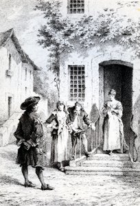 Escena de La Escuela de las Mujeres, de Molière de French School