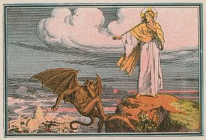 Escena de la vida de Jesús (grabado coloreado) de French School