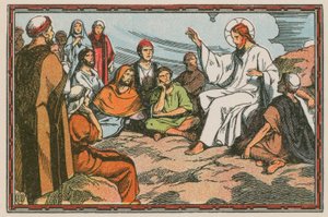 Escena de la vida de Jesús (grabado coloreado) de French School