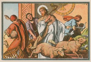 Escena de la vida de Jesús (grabado coloreado)