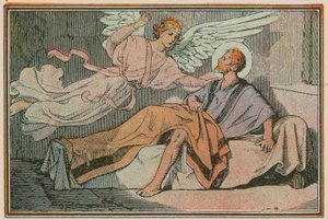 Escena de la vida de Jesús (grabado coloreado) de French School