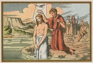 Escena de la vida de Jesús (grabado coloreado)