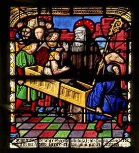 Escena de la vida de San Gil: resucita al hijo de Clotario