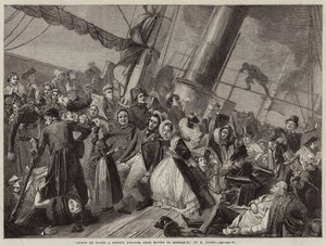 Escena a bordo de un vapor francés de Havre a Honfleur (grabado) de French School