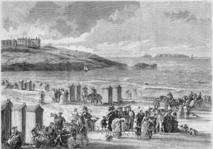 Baño de mar: últimos bañistas en la playa de Dinard, Ile et Vilaine (35)