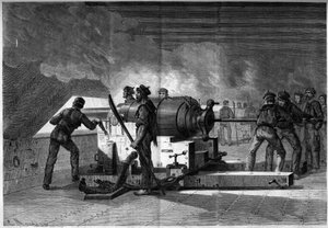 Guerra de Secesión (1861-1865) o Guerra Civil Americana - Batalla naval de Hampton Roads (Virginia) - 8-9 de marzo de French School