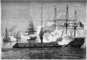 Guerra de Secesión (1861-1865) o Guerra Civil Americana - Batalla naval de Newport News (Virginia) - 8-9 de marzo de French School
