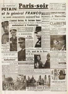 Segunda Guerra Mundial (1939-1945) - Segunda Guerra Mundial (SGM o WW2): PARIS SOURCE [No. 237] del 14/02/1941 - Reunión entre EL MARECHAL PETAIN y EL GENERAL FRANCO de French School