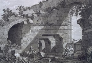 Galerías del segundo nivel del anfiteatro en Nimes, de Antiquités de la France: Vol I, Monuments de Nimes de French School