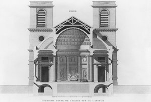 Segunda sección transversal de la iglesia Saint-Philippe-du-Roule, París de French School