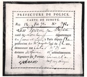 Tarjeta de seguridad, 1808 de French School