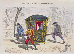 Silla de manos en el siglo XVI, de Costumes de Paris a Travers les Siecles, publicado en 1887