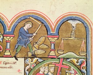 Septiembre: Trillando grano, del Salterio de Santa Isabel