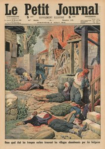 Tropas serbias llegando a los pueblos abandonados por los búlgaros, ilustración de portada de 