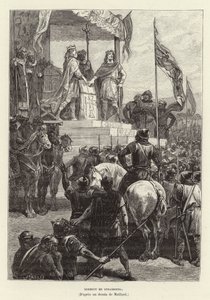 Juramento de Estrasburgo. Alianza entre Luis el Germánico y Carlos el Calvo, reyes de Francia Oriental y Occidental, 842 (grabado) de French School