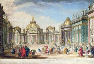 Diseño de escenario para el exterior del Palacio de Apolo, publicado en París, 1748 de French School
