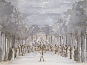 Diseño de escenografía para una ópera, de una colección titulada Les Menus Plaisirs du Roi de French School