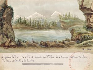 Diseño de escenario para el Acto IV de la ópera Guillermo Tell de Gioacchino Rossini, representada el 3 de agosto de 1829 en la Ópera de París de French School