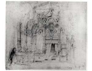 Diseño de escenografía para la primera producción de Angelo, tirano de Padua por Victor Hugo (1802-85), 1835 de French School