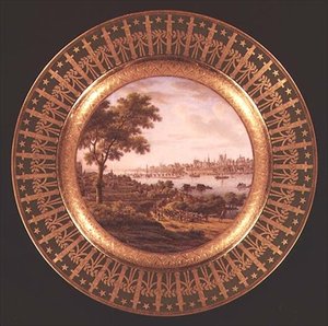 Plato de Sèvres decorado con una vista de Varsovia