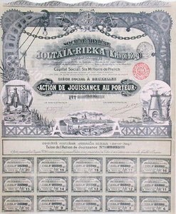 Certificado de acciones de la compañía minera franco-rusa 