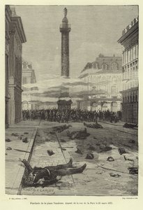 Disparos en la Place Vendôme, París, Comuna de París, 23 de marzo de 1871 de French School